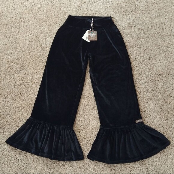 NWT Matilda Jane Black Ruffle Velvet Pants  SMALL - Picture 2 of 8
